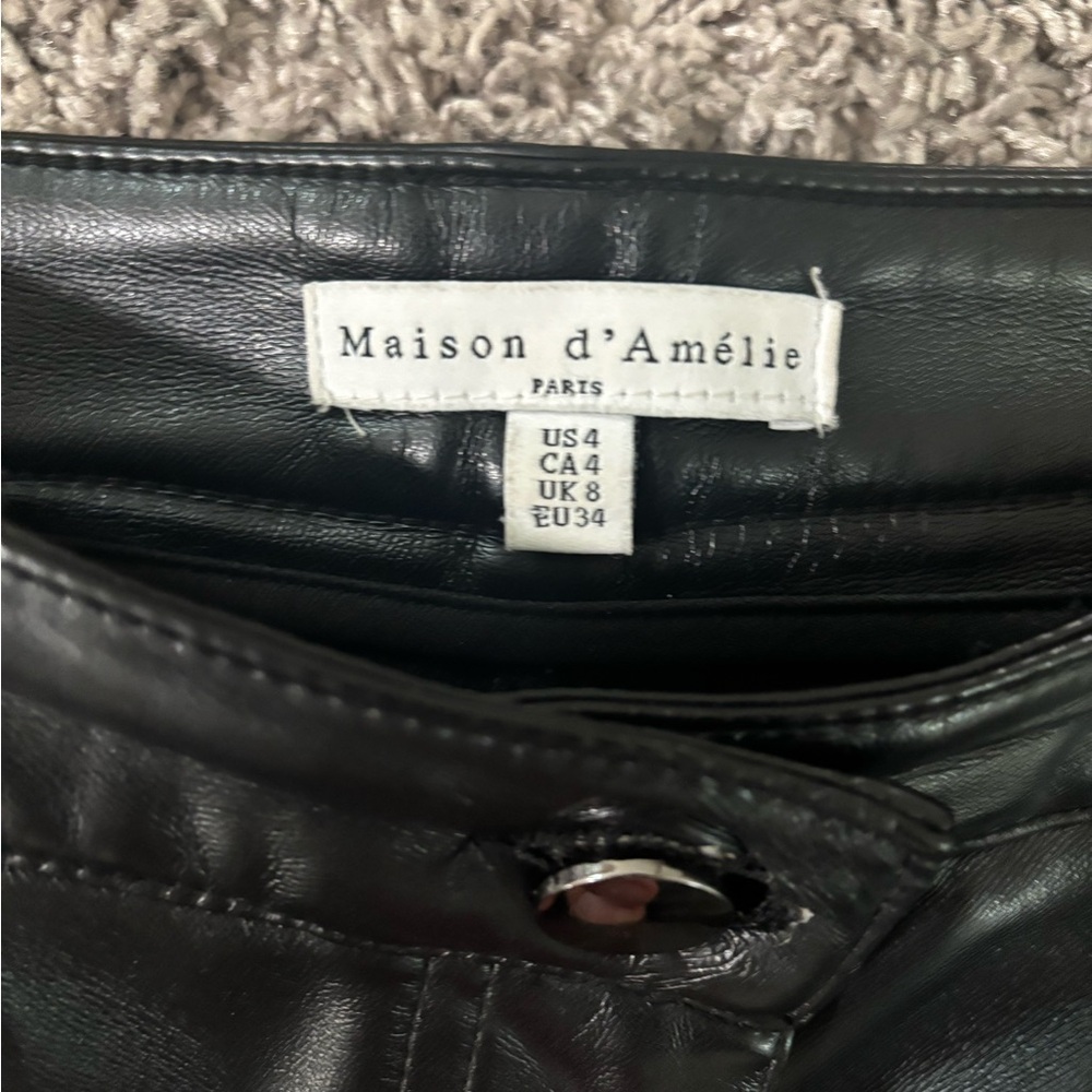 Black Leather Pants - Picture 2 of 3